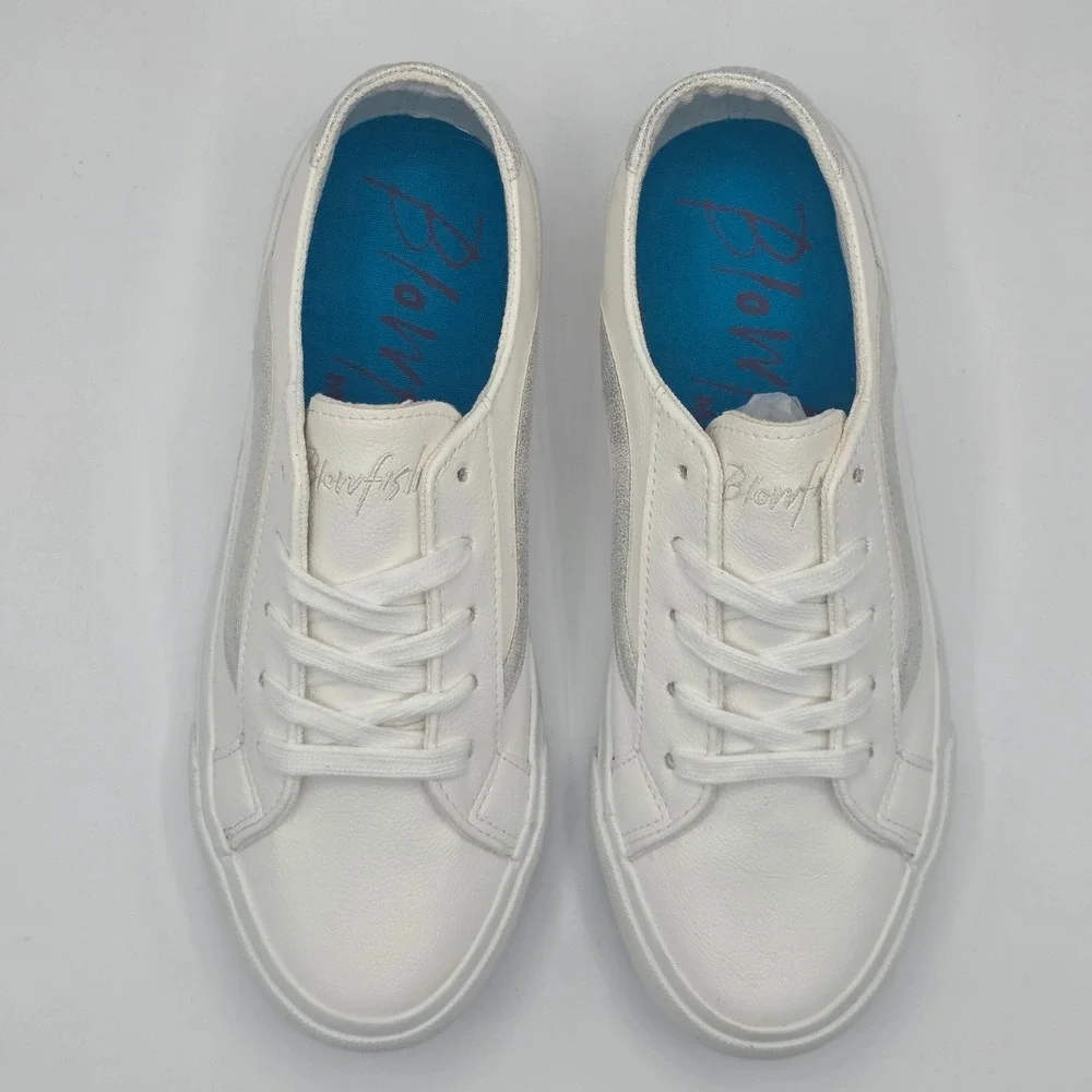 Blowfish Malibu Mave-C White Silver Metallic Low Top Sneakers Womens 7.5 M